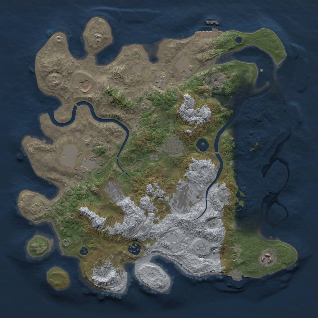 Rust Map: Procedural Map, Size: 3850, Seed: 287175241, 16 Monuments