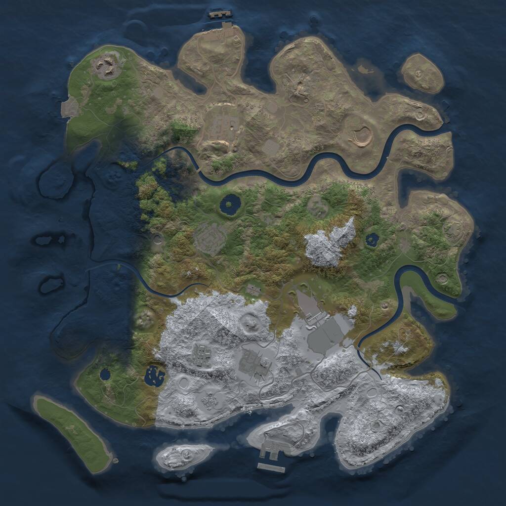 Rust Map: Procedural Map, Size: 3700, Seed: 1142771870, 14 Monuments