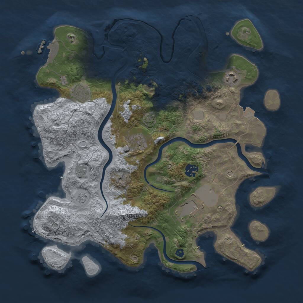 Rust Map: Procedural Map, Size: 3500, Seed: 843460, 11 Monuments