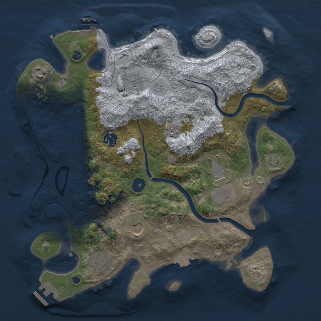 Rust Map: Procedural Map, Size: 3500, Seed: 137578470, 13 Monuments