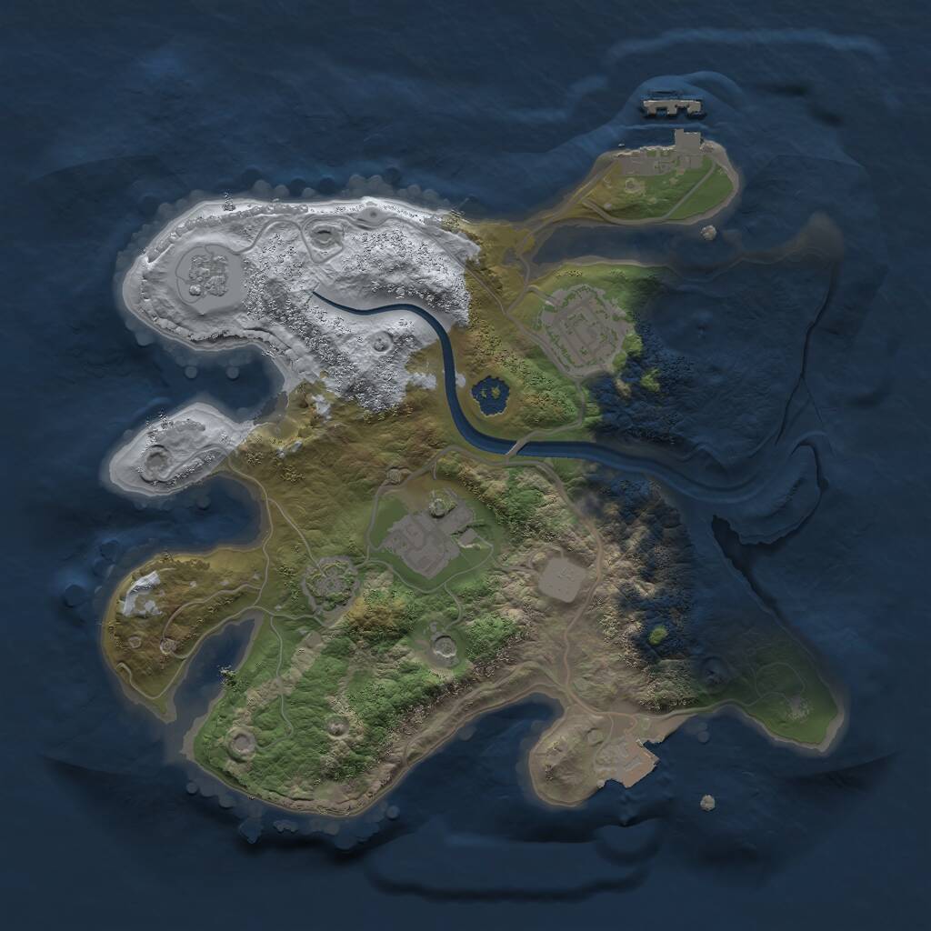 Rust Map: Procedural Map, Size: 2500, Seed: 23726551, 7 Monuments