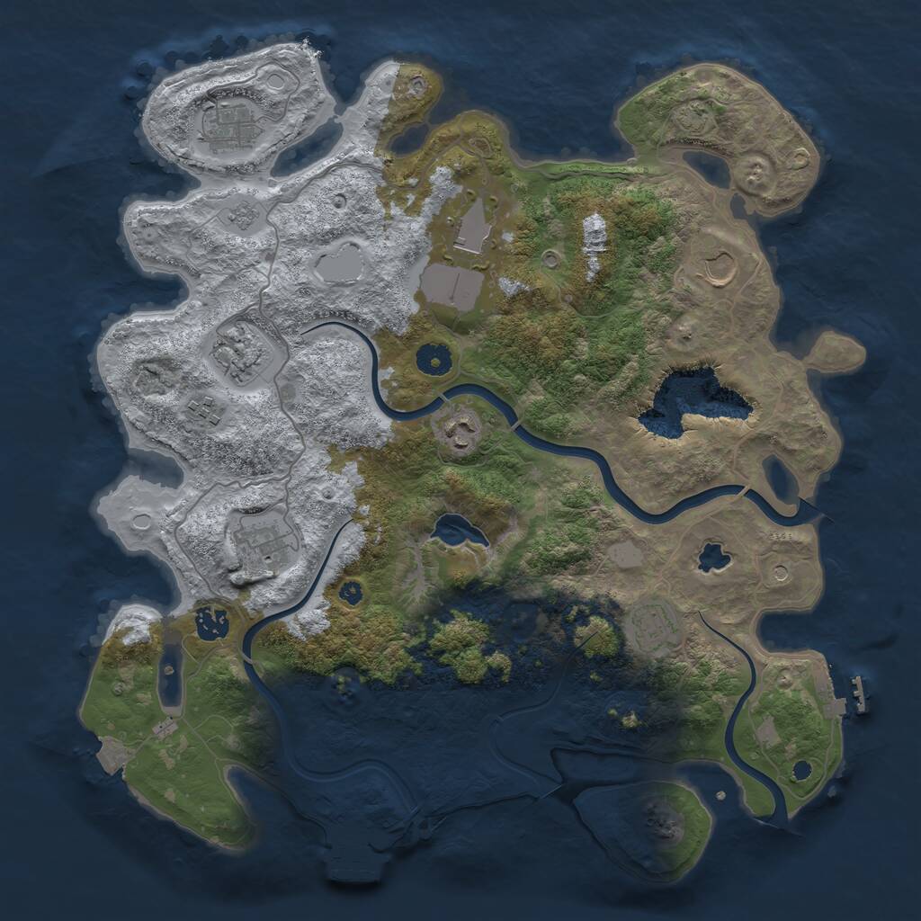 Rust Map: Procedural Map, Size: 4000, Seed: 703267435, 15 Monuments