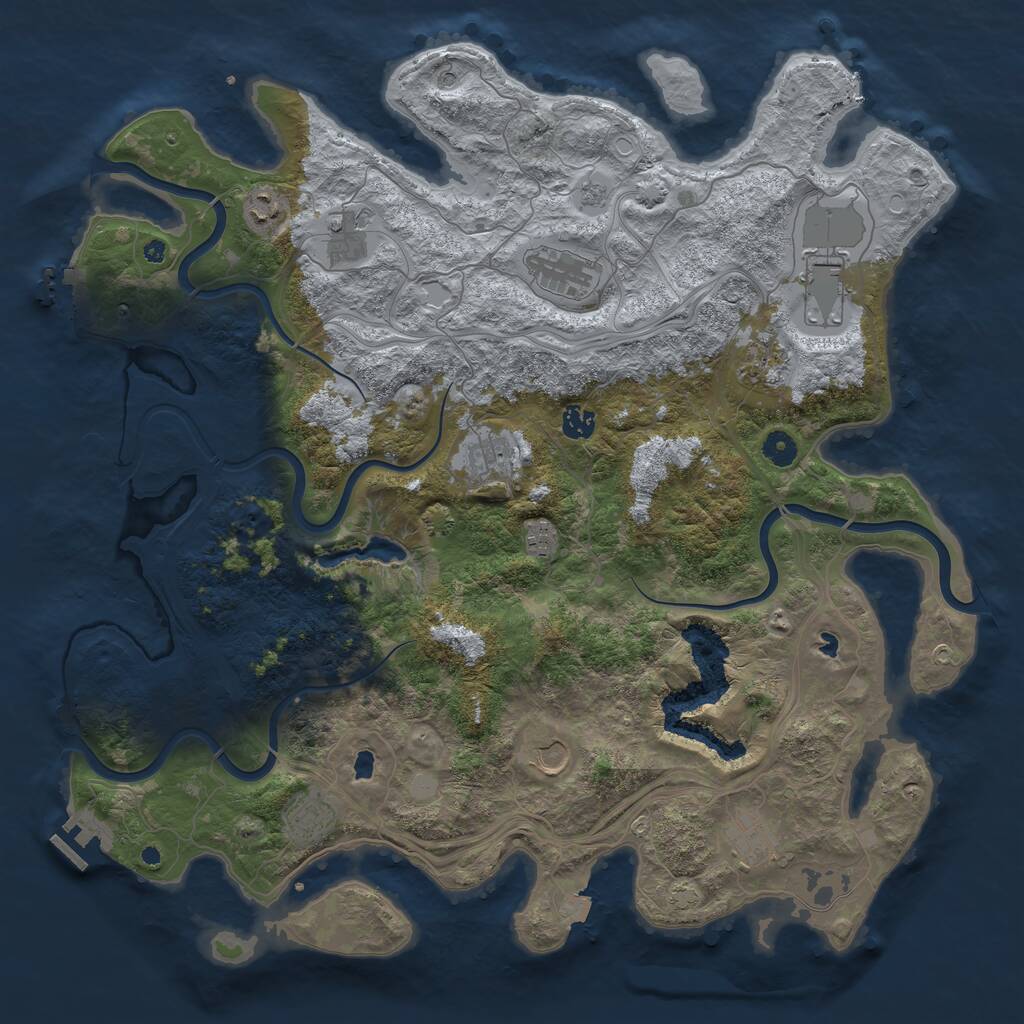 Rust Map: Procedural Map, Size: 4500, Seed: 615592694, 17 Monuments