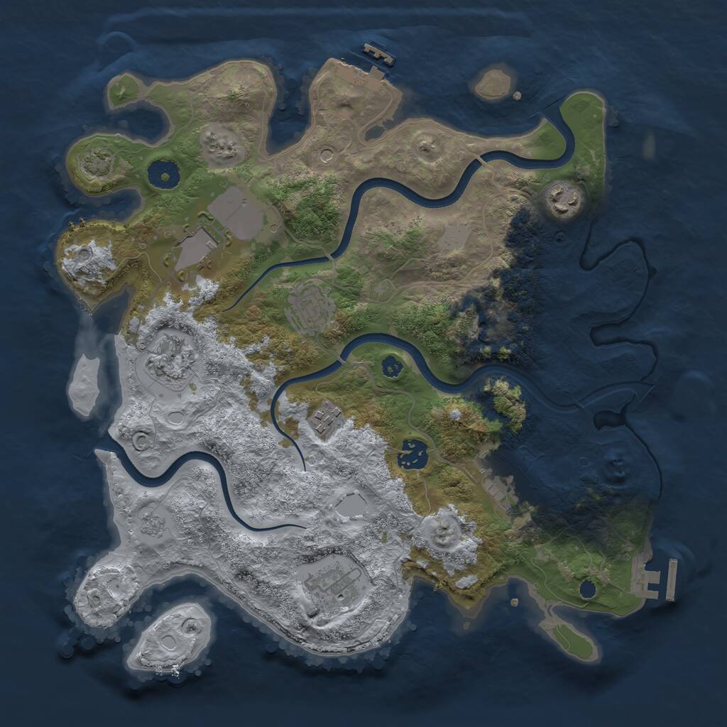 Rust Map: Procedural Map, Size: 3500, Seed: 34454, 14 Monuments