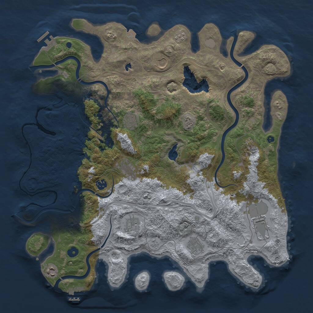 Rust Map: Procedural Map, Size: 4400, Seed: 1687173626, 16 Monuments