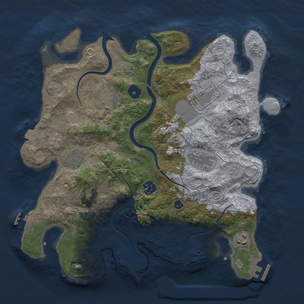 Rust Map: Procedural Map, Size: 3500, Seed: 1936949912, 13 Monuments