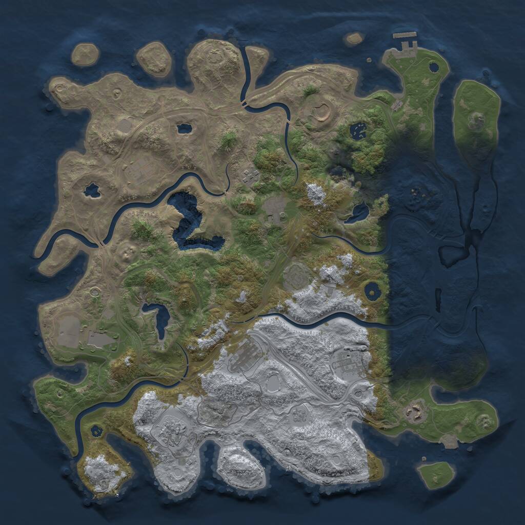 Rust Map: Procedural Map, Size: 4500, Seed: 1431028448, 16 Monuments