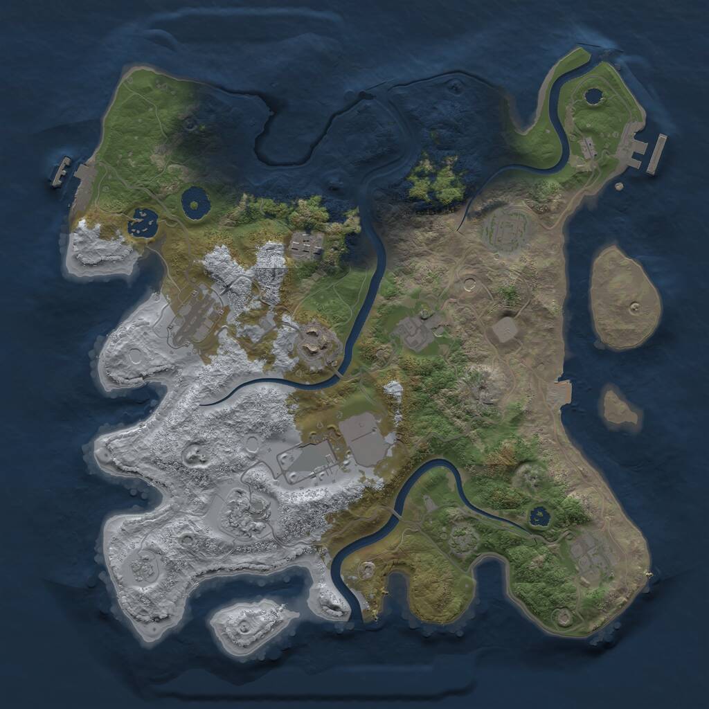 Rust Map: Procedural Map, Size: 3500, Seed: 1653878719, 15 Monuments