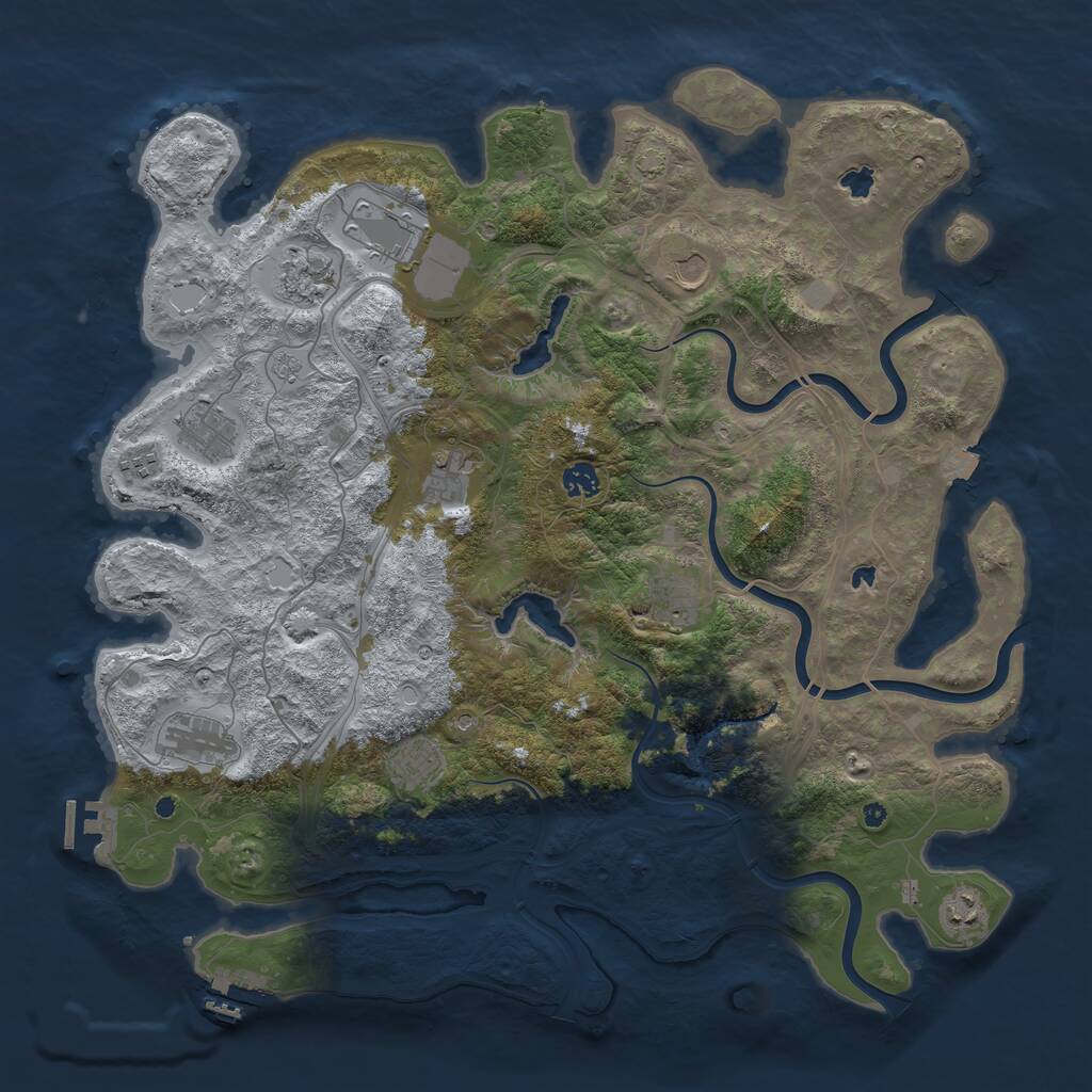 Rust Map: Procedural Map, Size: 4500, Seed: 71342, 17 Monuments