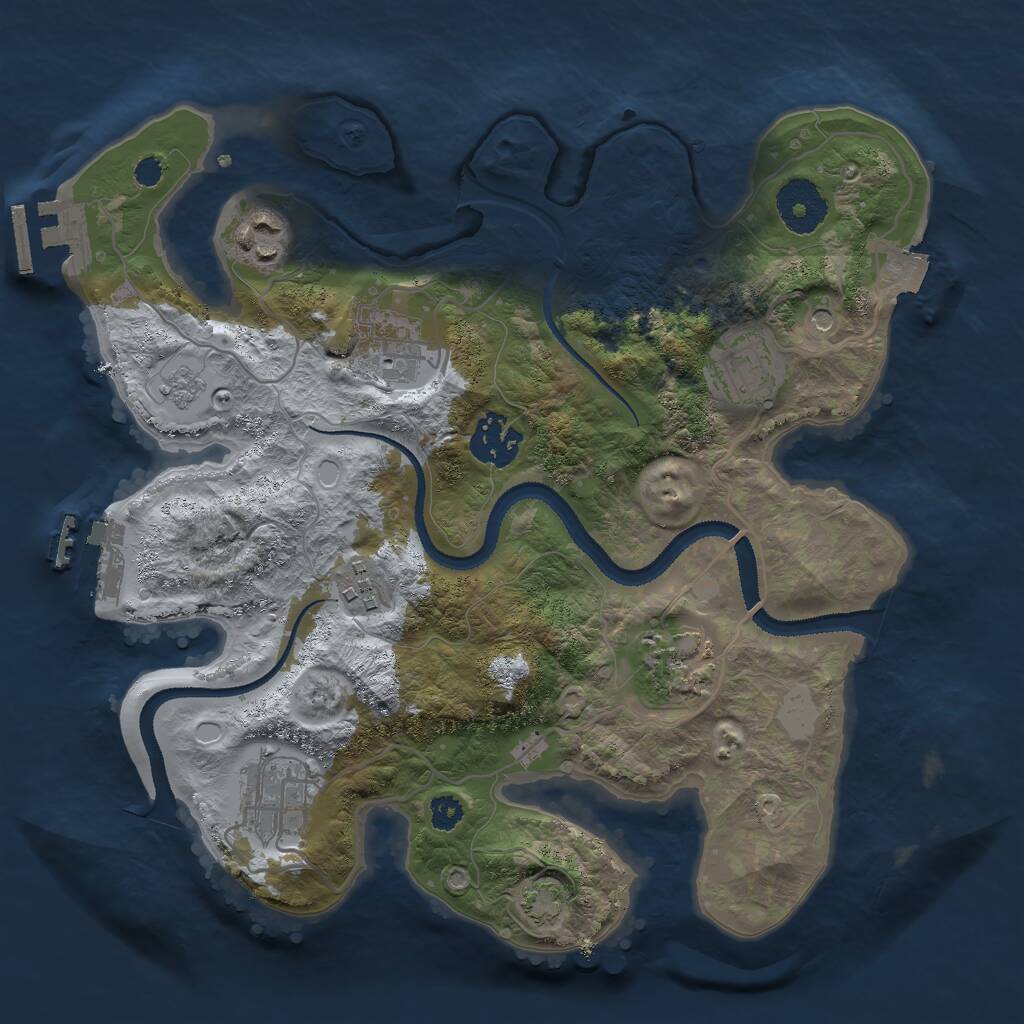 Rust Map: Procedural Map, Size: 3000, Seed: 916934356, 13 Monuments