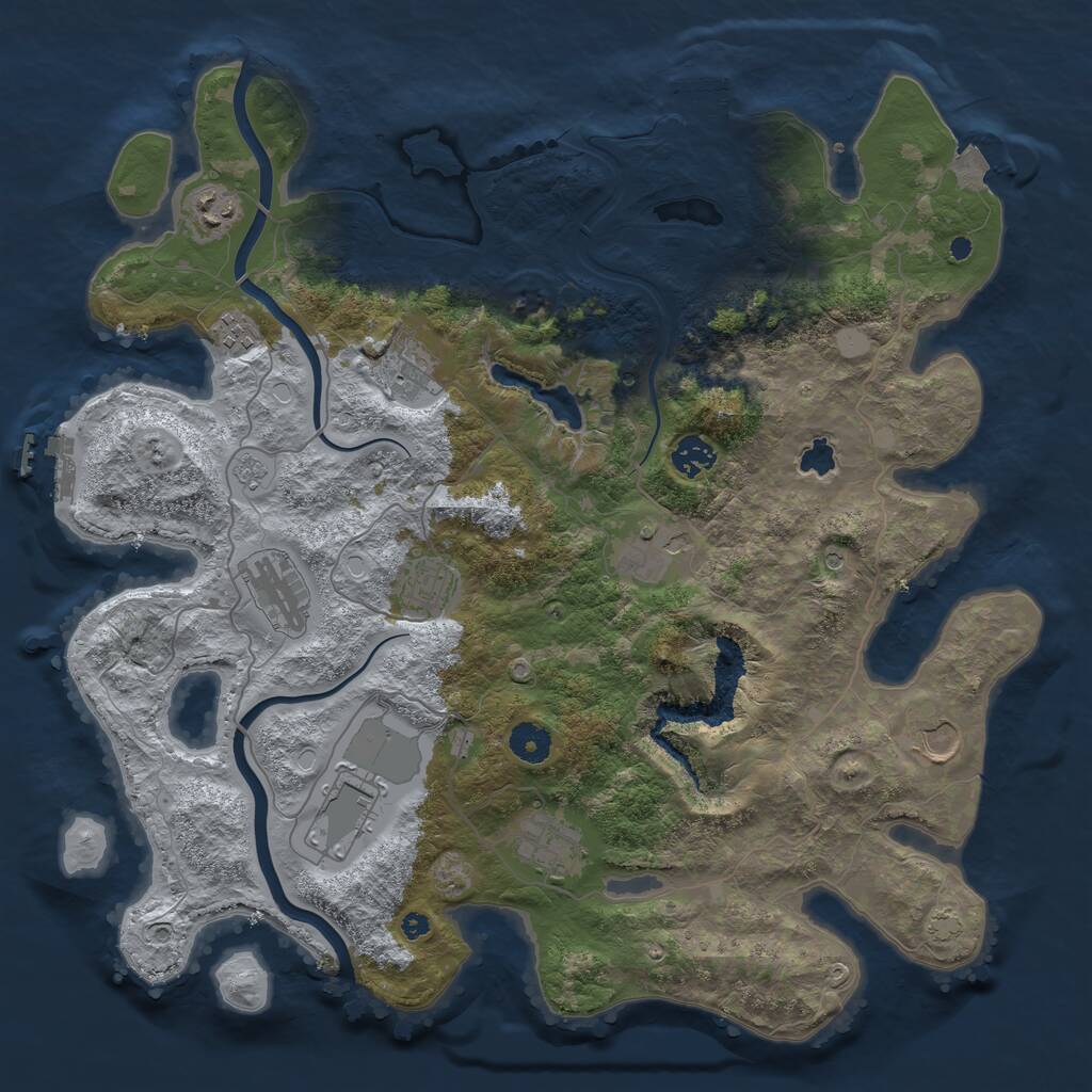 Rust Map: Procedural Map, Size: 4000, Seed: 644551796, 16 Monuments