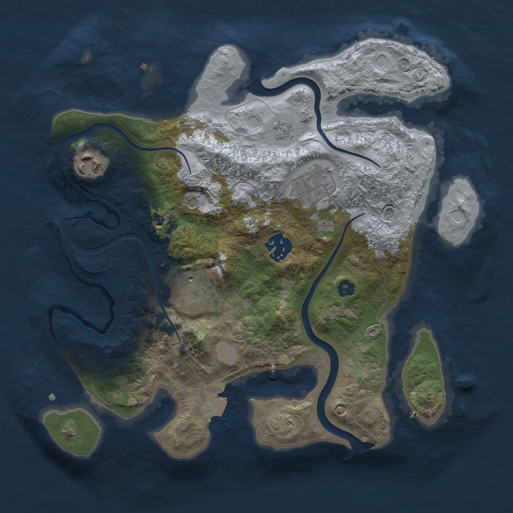 Rust Map: Procedural Map, Size: 3000, Seed: 1676122195, 8 Monuments