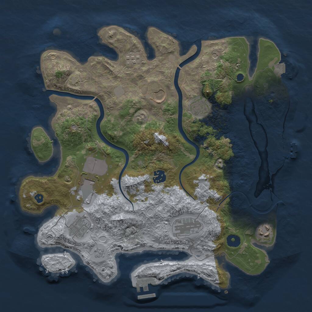 Rust Map: Procedural Map, Size: 3500, Seed: 719200315, 14 Monuments