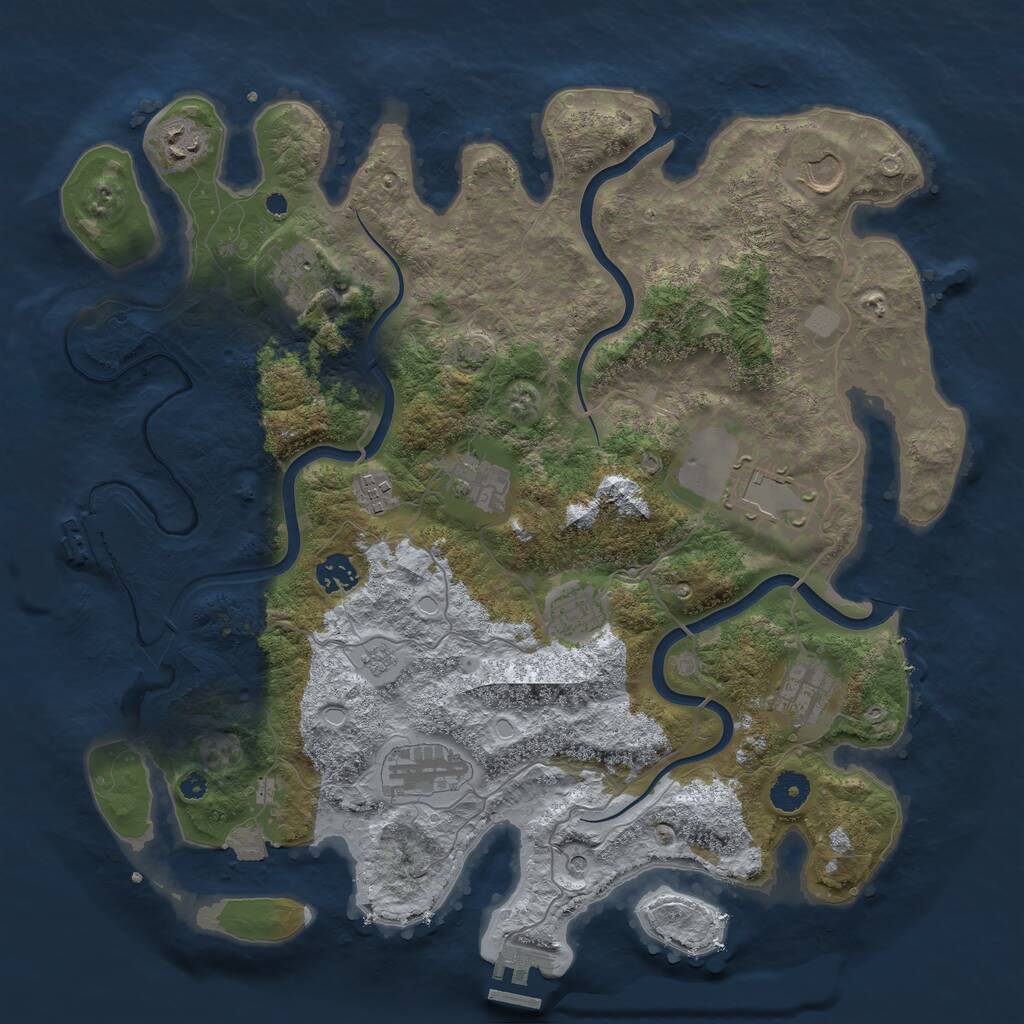 Rust Map: Procedural Map, Size: 3900, Seed: 1048261384, 16 Monuments
