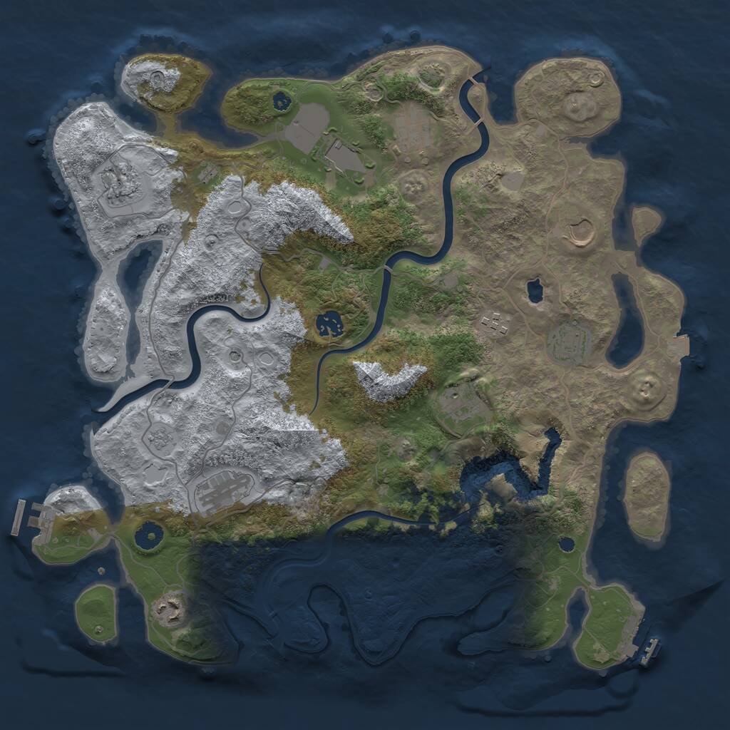Rust Map: Procedural Map, Size: 4000, Seed: 73341733, 16 Monuments