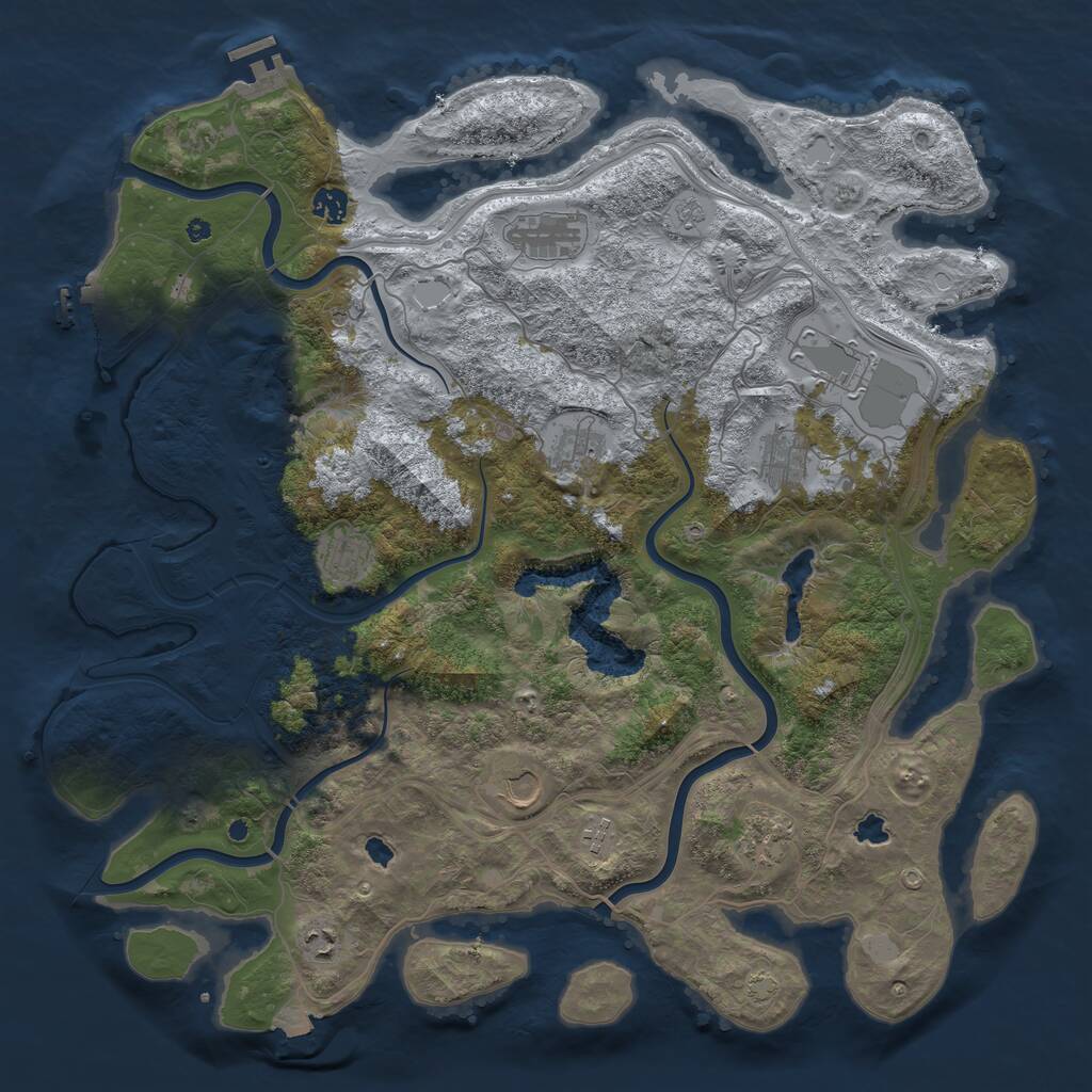 Rust Map: Procedural Map, Size: 4500, Seed: 1127864720, 16 Monuments