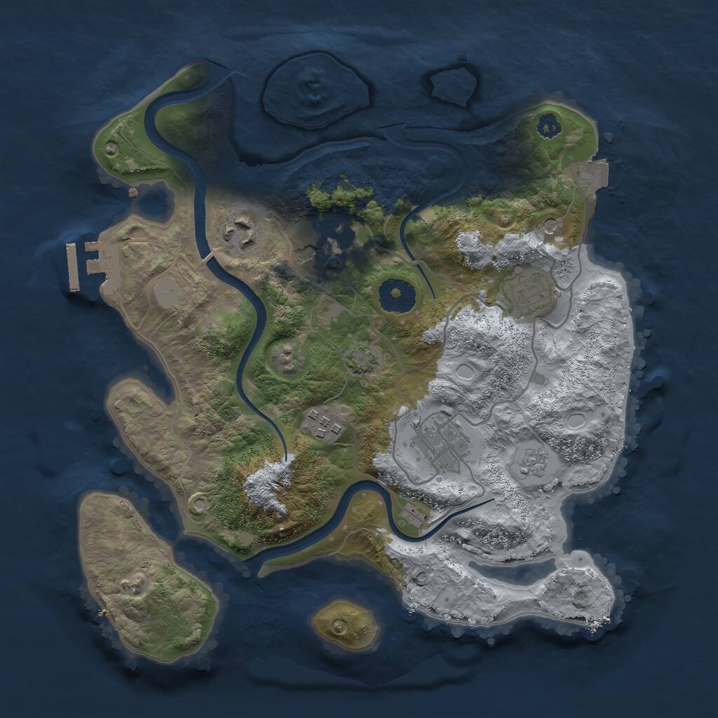 Rust Map: Procedural Map, Size: 3000, Seed: 49158, 10 Monuments