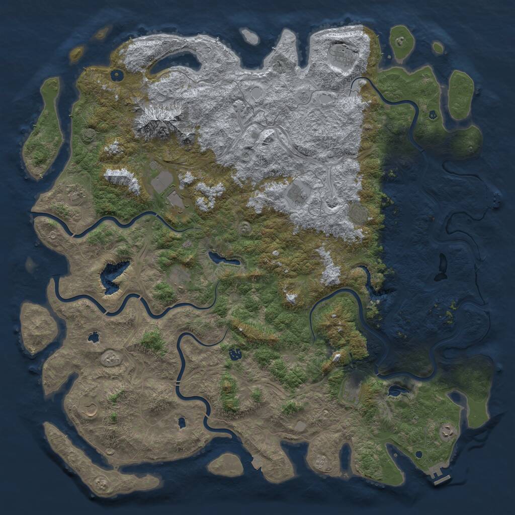 Rust Map: Procedural Map, Size: 6000, Seed: 557632739, 17 Monuments