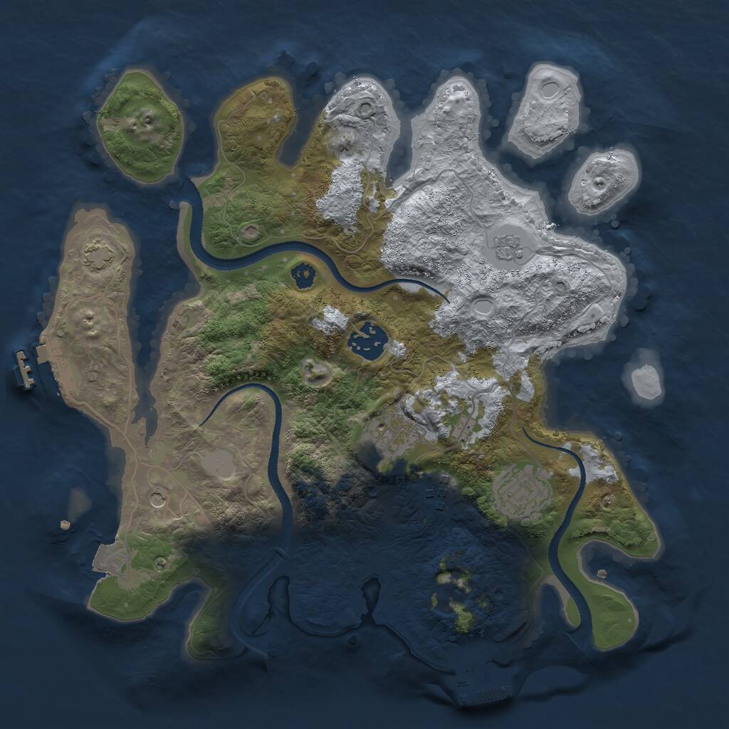 Rust Map: Procedural Map, Size: 3000, Seed: 696154876, 10 Monuments