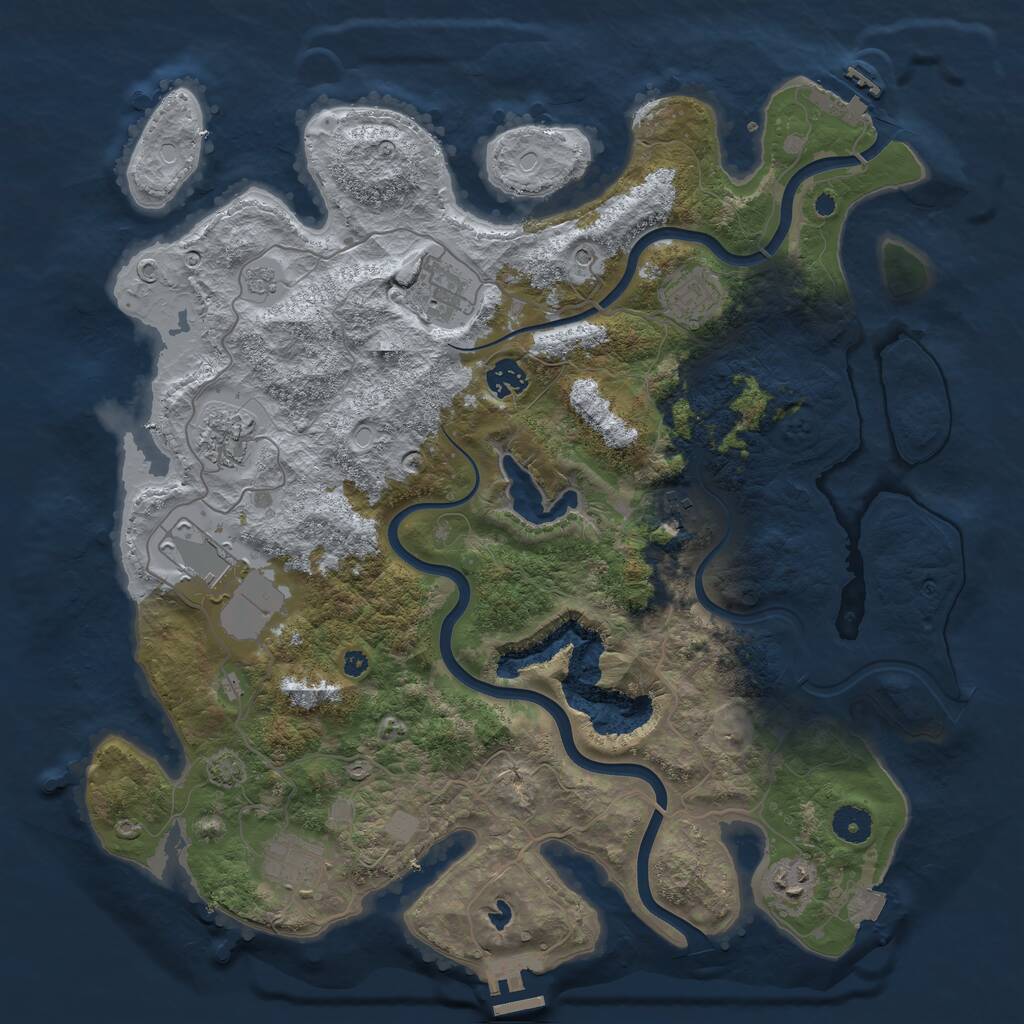 Rust Map: Procedural Map, Size: 4000, Seed: 14569873, 14 Monuments