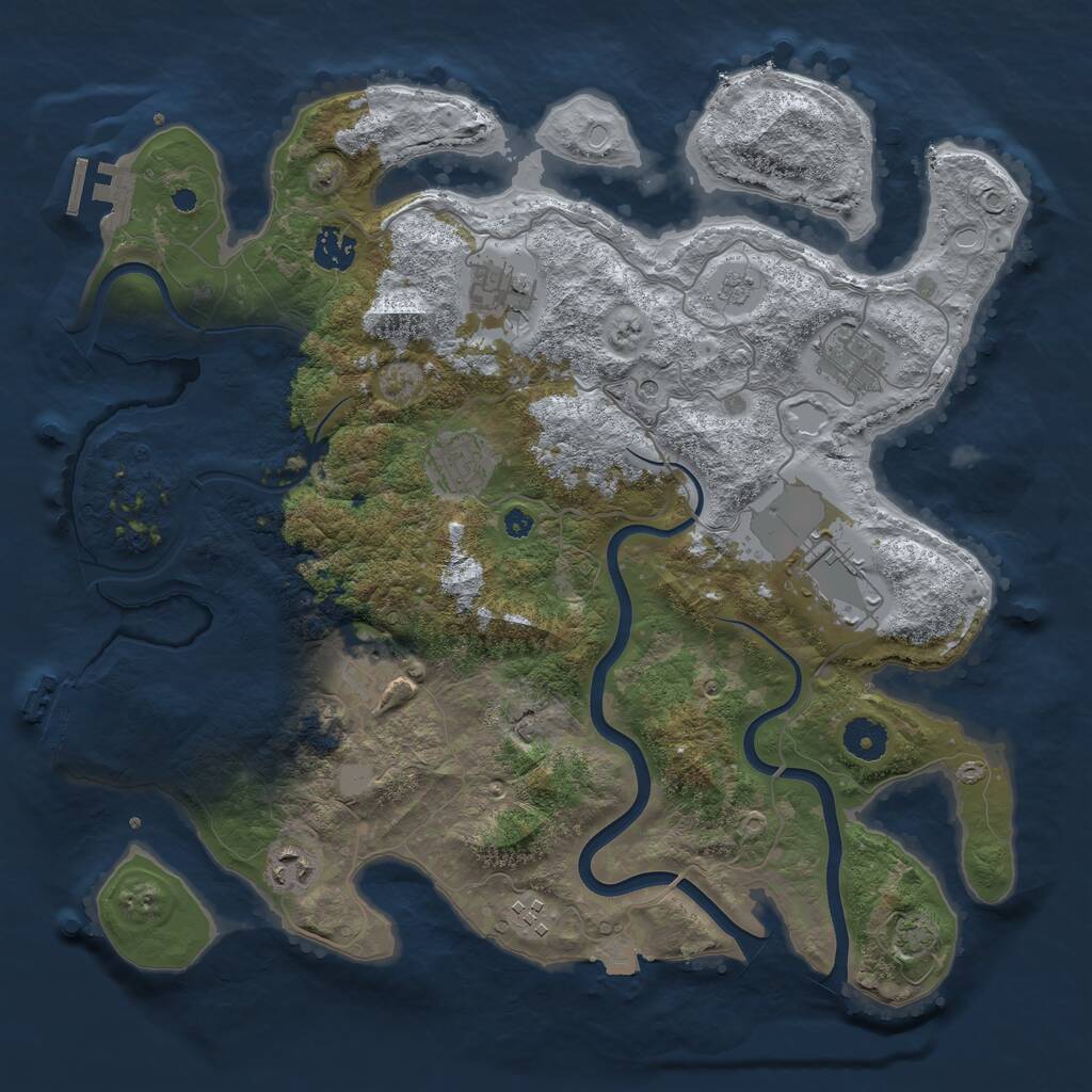Rust Map: Procedural Map, Size: 3800, Seed: 846791546, 14 Monuments