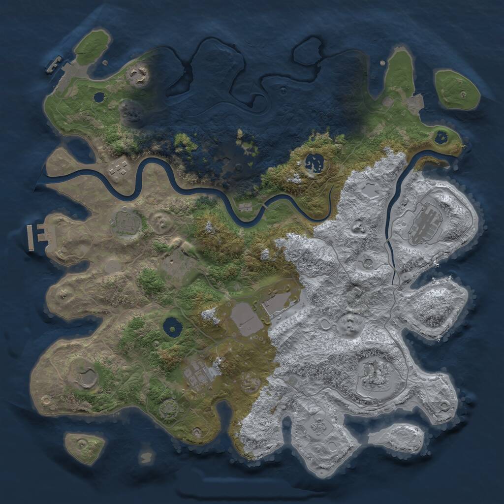Rust Map: Procedural Map, Size: 3900, Seed: 1273784106, 17 Monuments