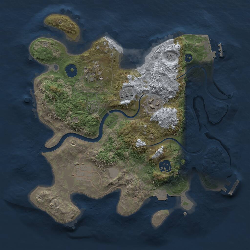 Rust Map: Procedural Map, Size: 3000, Seed: 933713, 10 Monuments