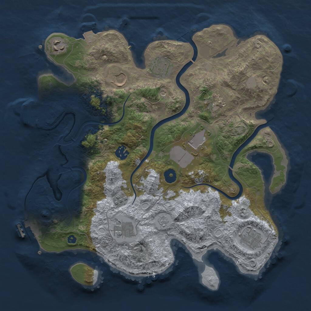 Rust Map: Procedural Map, Size: 3500, Seed: 887751, 15 Monuments