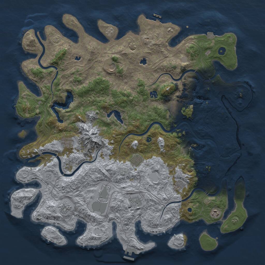 Rust Map: Procedural Map, Size: 5000, Seed: 1091239012, 17 Monuments
