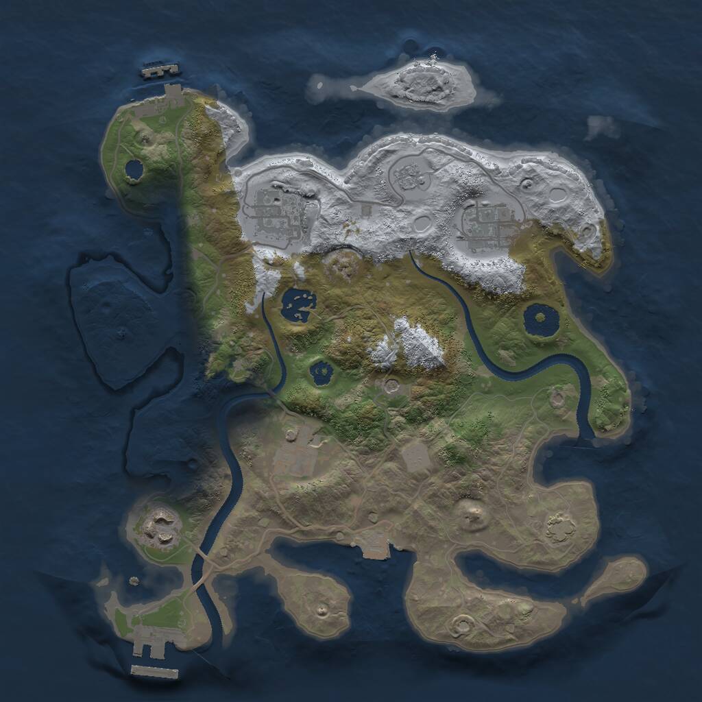 Rust Map: Procedural Map, Size: 3000, Seed: 1353802332, 11 Monuments