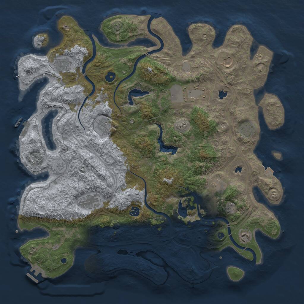Rust Map: Procedural Map, Size: 4500, Seed: 2111043239, 16 Monuments