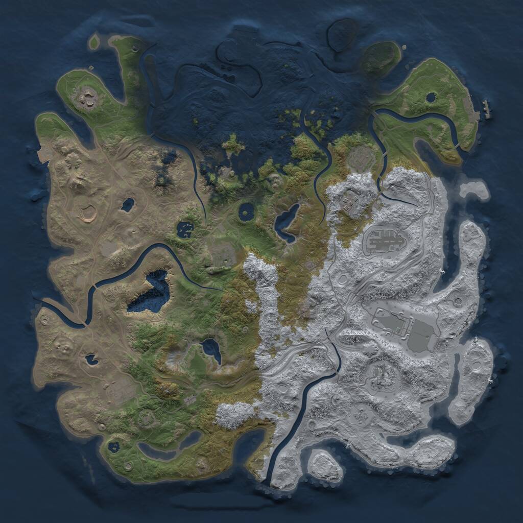 Rust Map: Procedural Map, Size: 4500, Seed: 854293150, 17 Monuments