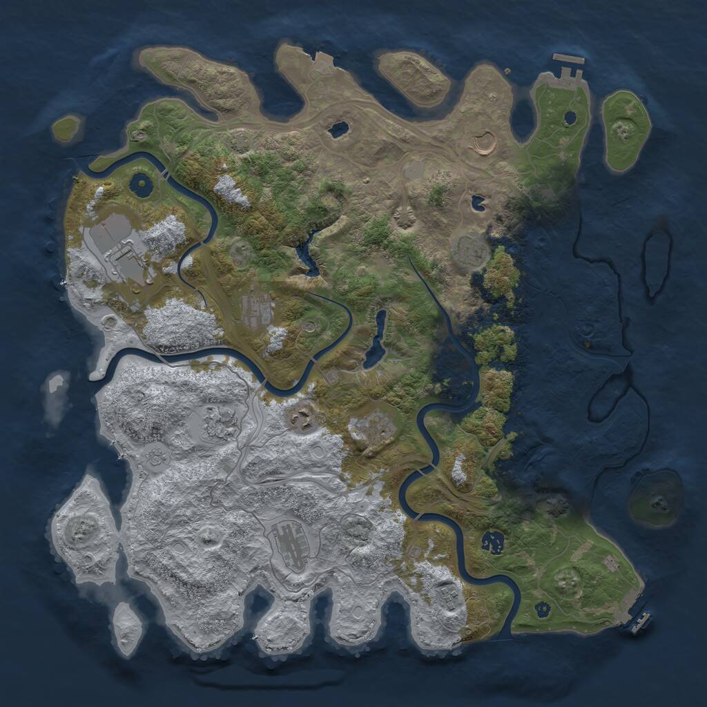Rust Map: Procedural Map, Size: 4500, Seed: 910200214, 16 Monuments