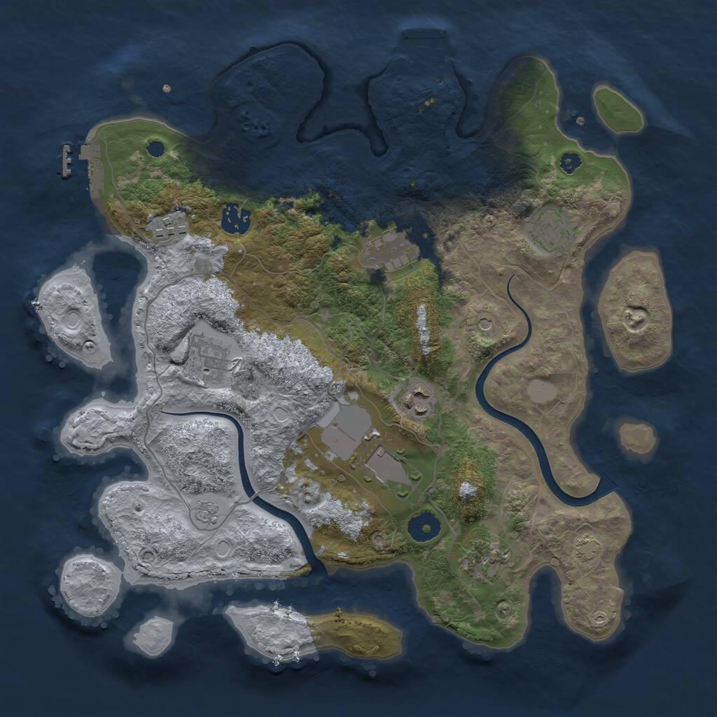 Rust Map: Procedural Map, Size: 3500, Seed: 1482647403, 14 Monuments