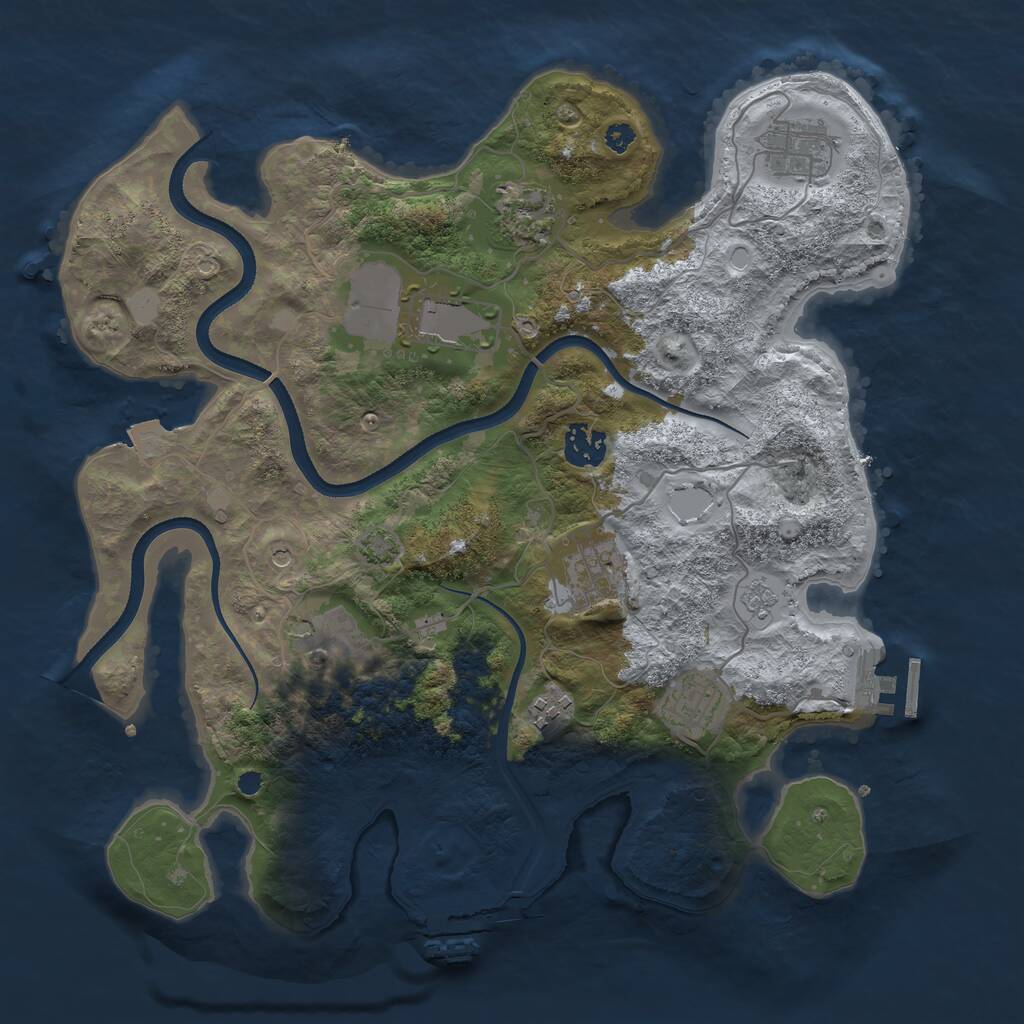 Rust Map: Procedural Map, Size: 3500, Seed: 1260658242, 14 Monuments