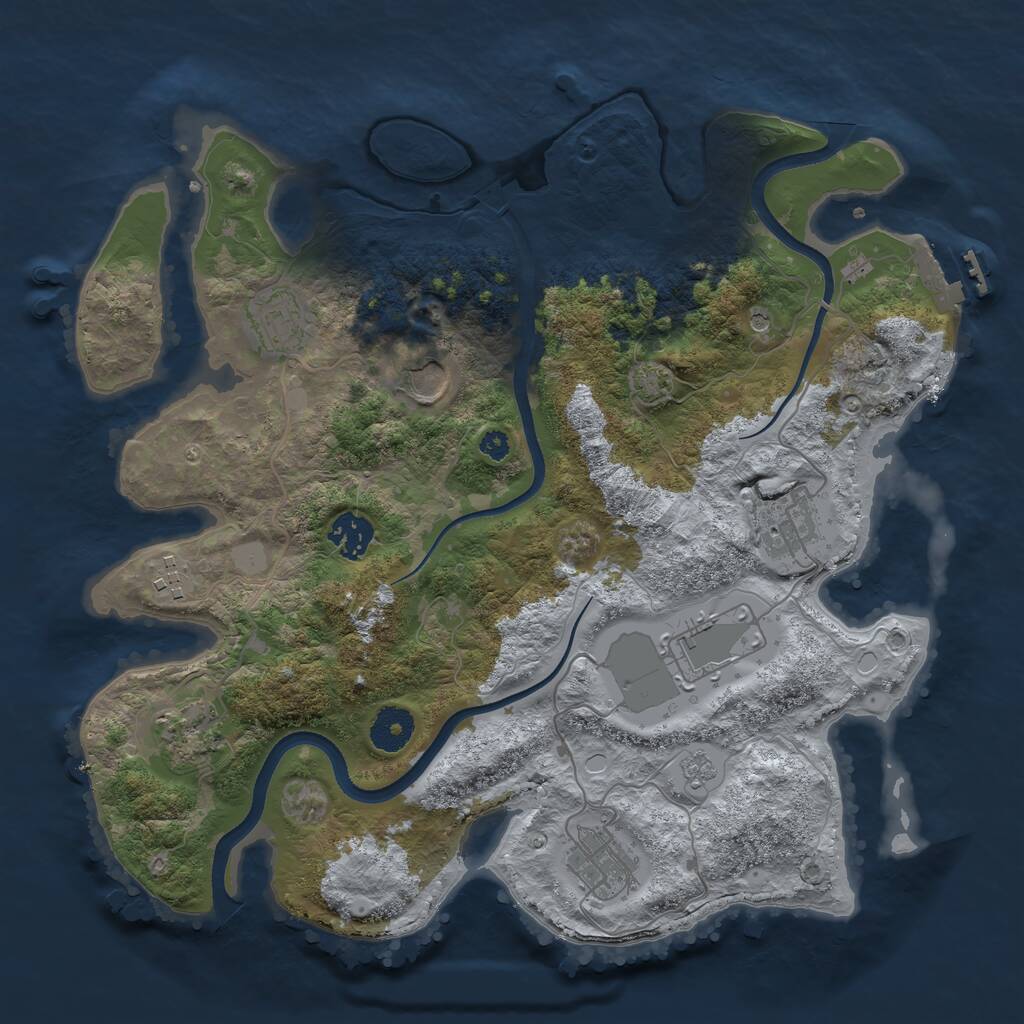 Rust Map: Procedural Map, Size: 3500, Seed: 633400855, 13 Monuments