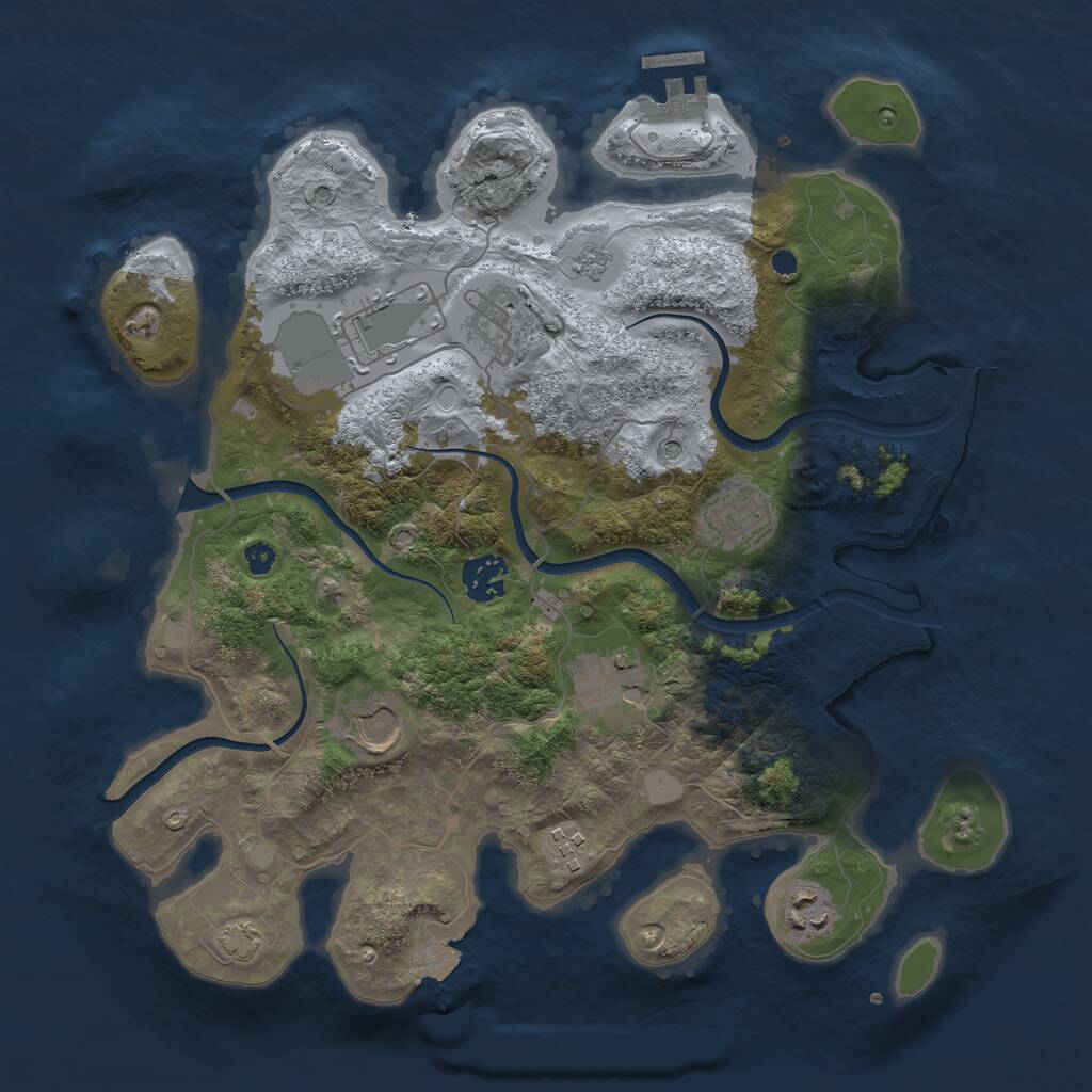 Rust Map: Procedural Map, Size: 3500, Seed: 1584027065, 13 Monuments