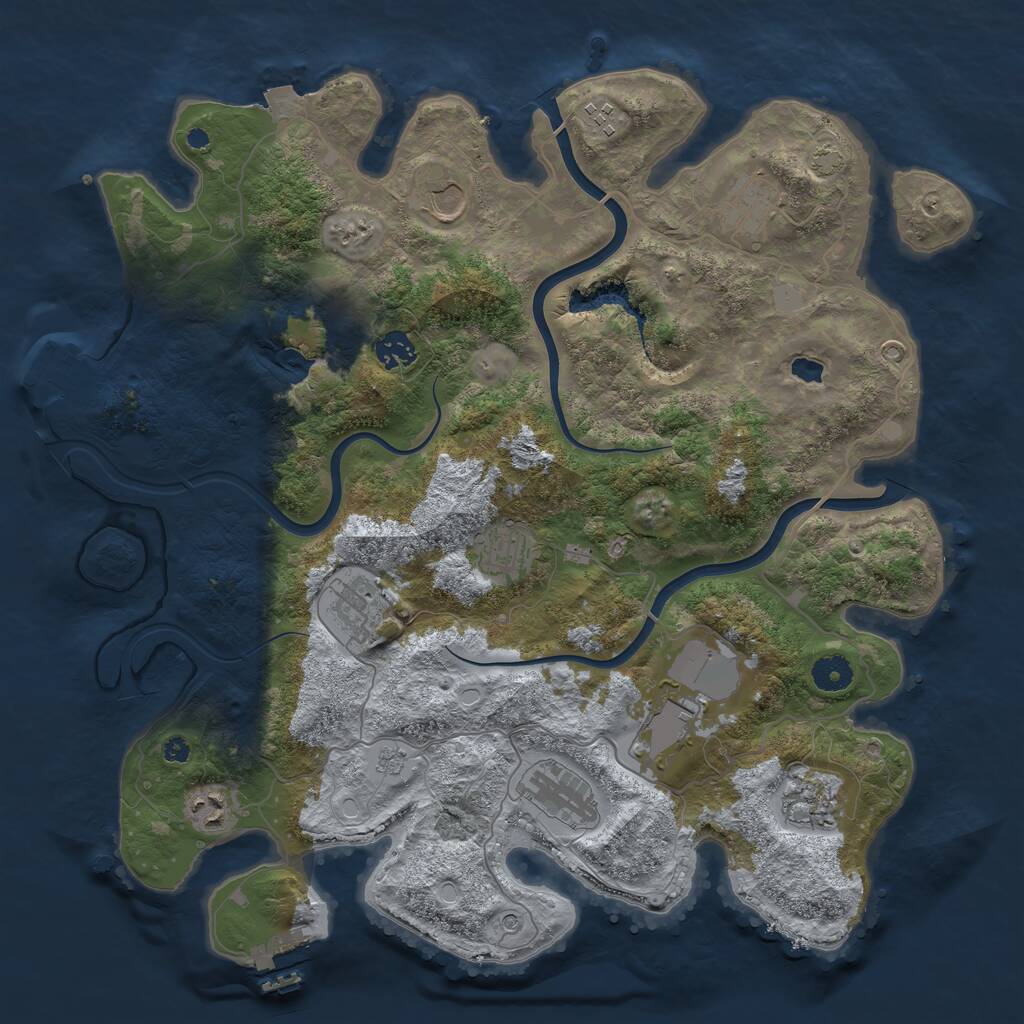 Rust Map: Procedural Map, Size: 4000, Seed: 1158379327, 16 Monuments