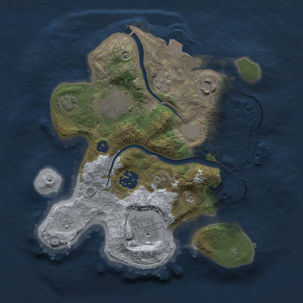 Rust Map: Procedural Map, Size: 2500, Seed: 1640731577, 10 Monuments