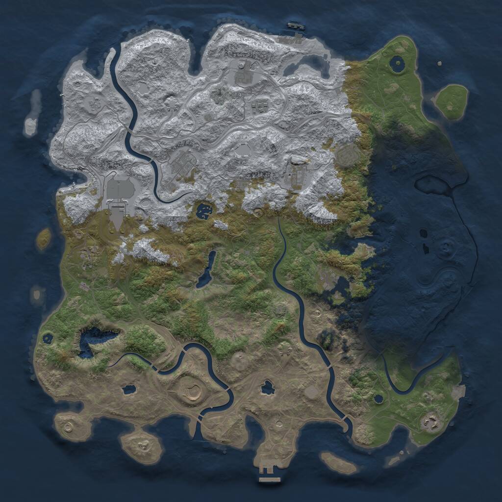 Rust Map: Procedural Map, Size: 4800, Seed: 54443562, 17 Monuments