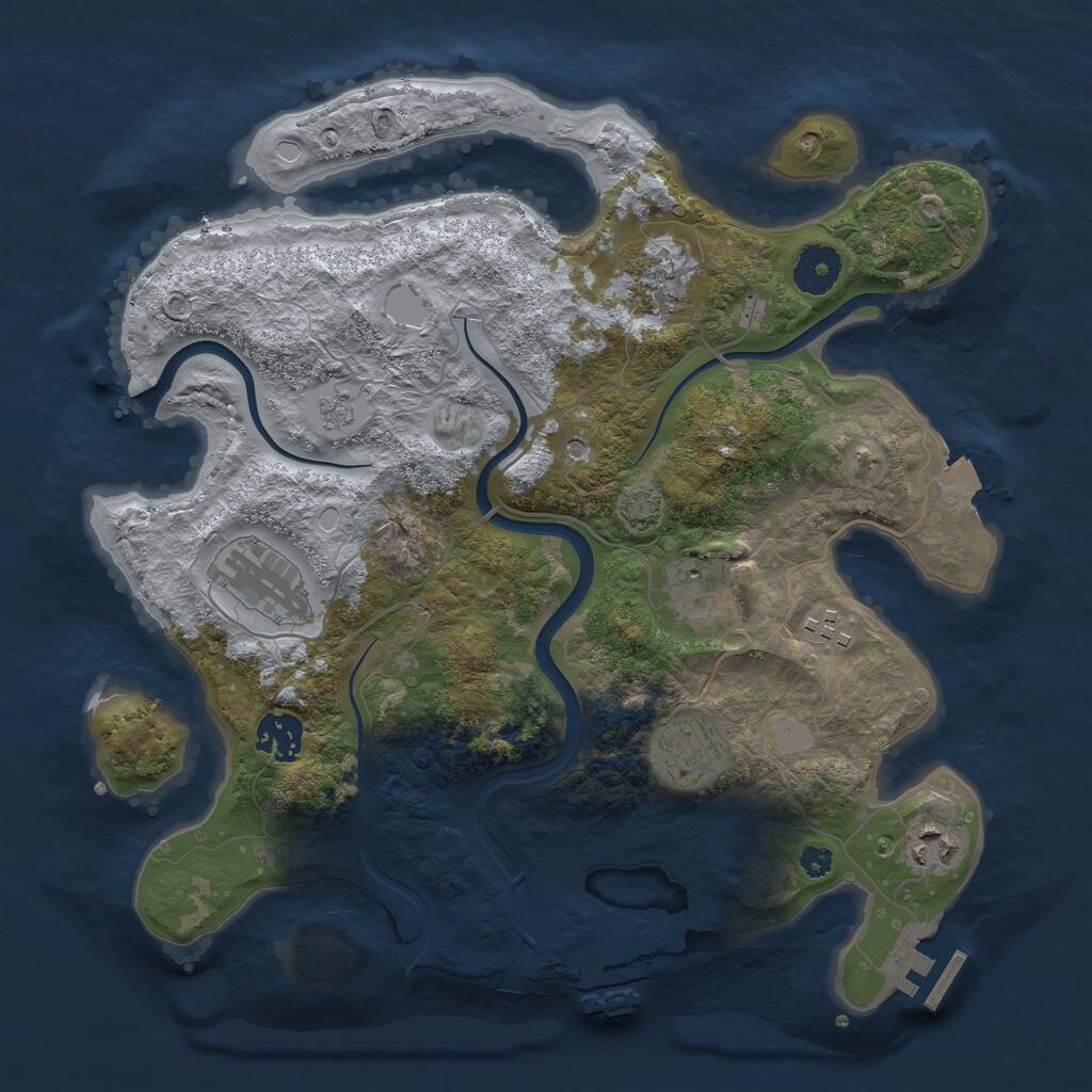 Rust Map: Procedural Map, Size: 3400, Seed: 485521749, 13 Monuments