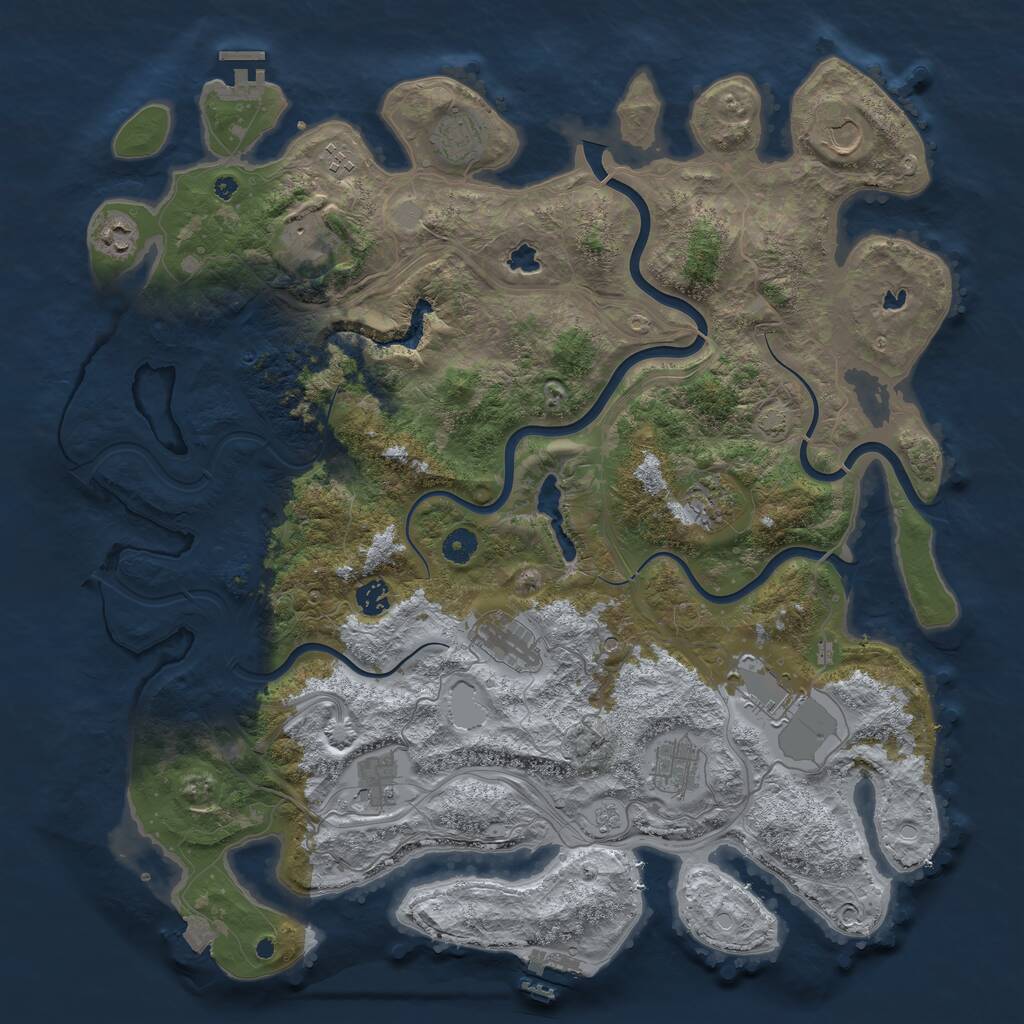 Rust Map: Procedural Map, Size: 4500, Seed: 33172629, 17 Monuments