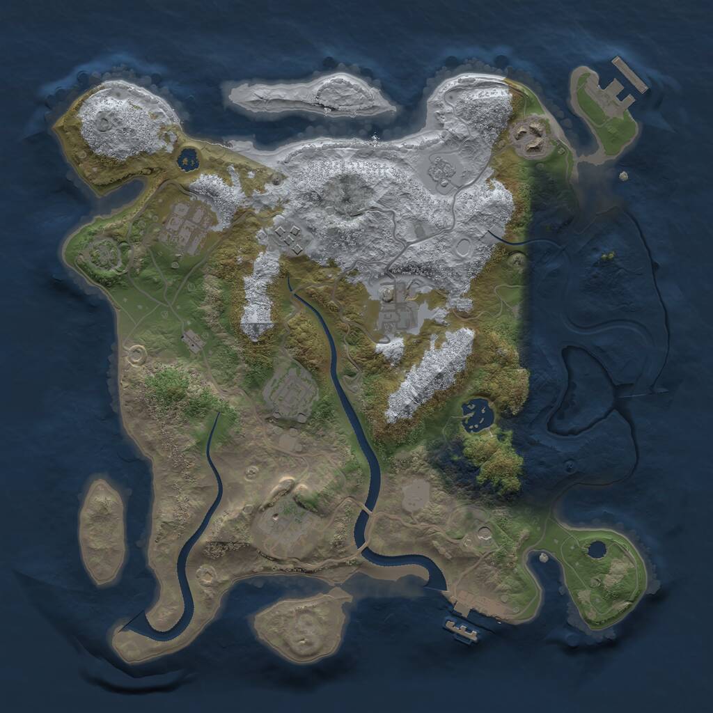Rust Map: Procedural Map, Size: 3200, Seed: 84999, 13 Monuments