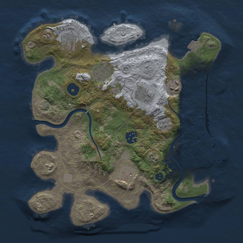 Rust Map: Procedural Map, Size: 3000, Seed: 64662, 12 Monuments