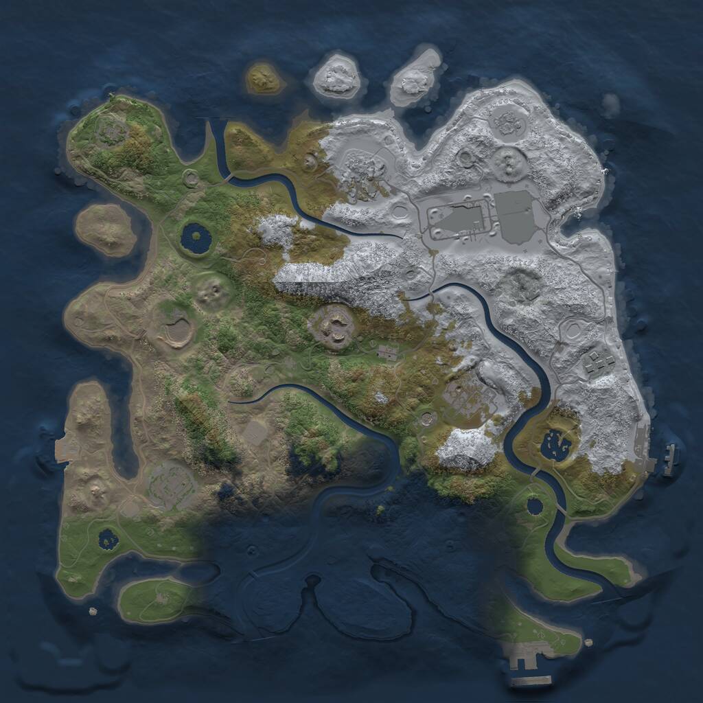 Rust Map: Procedural Map, Size: 3500, Seed: 1030871807, 14 Monuments