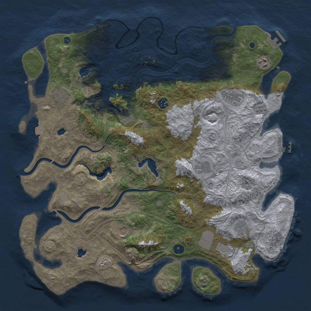 Rust Map: Procedural Map, Size: 4500, Seed: 1041709140, 16 Monuments