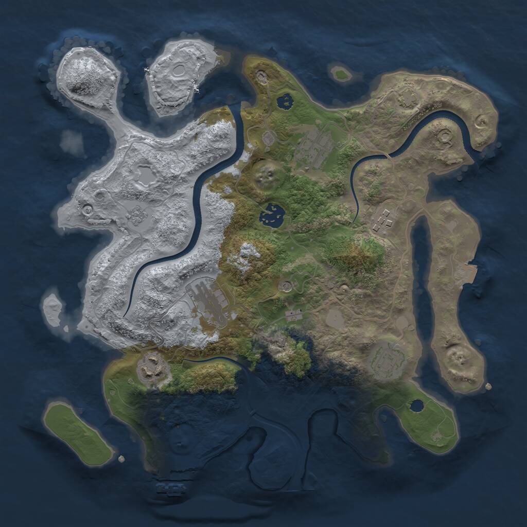 Rust Map: Procedural Map, Size: 3250, Seed: 1934660932, 11 Monuments