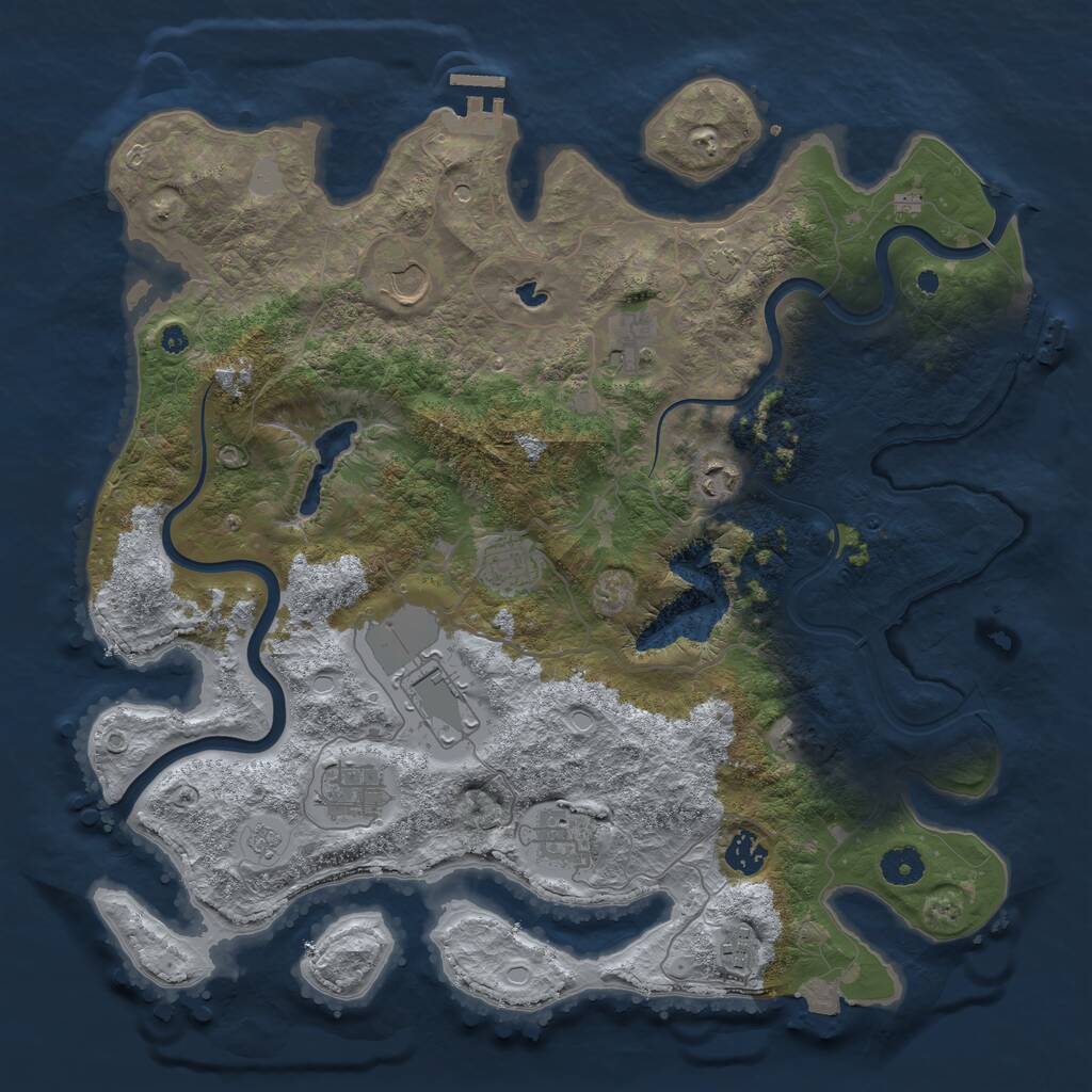 Rust Map: Procedural Map, Size: 4000, Seed: 1119482002, 15 Monuments