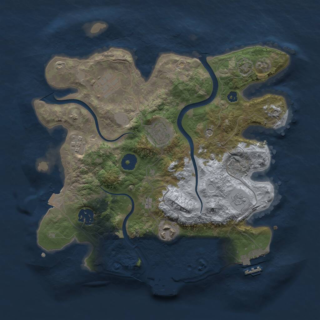 Rust Map: Procedural Map, Size: 3000, Seed: 796116380, 11 Monuments