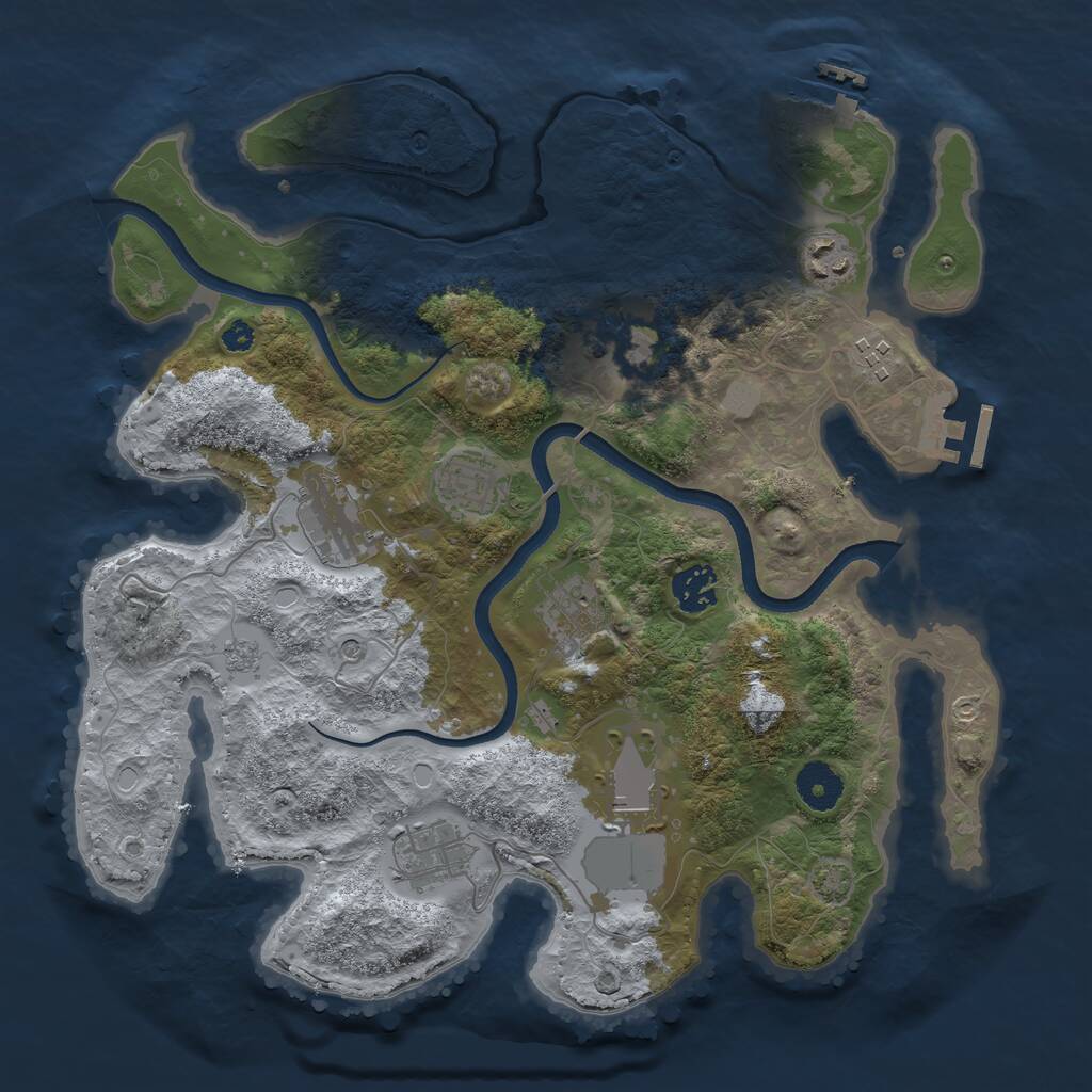 Rust Map: Procedural Map, Size: 3500, Seed: 1150299573, 15 Monuments